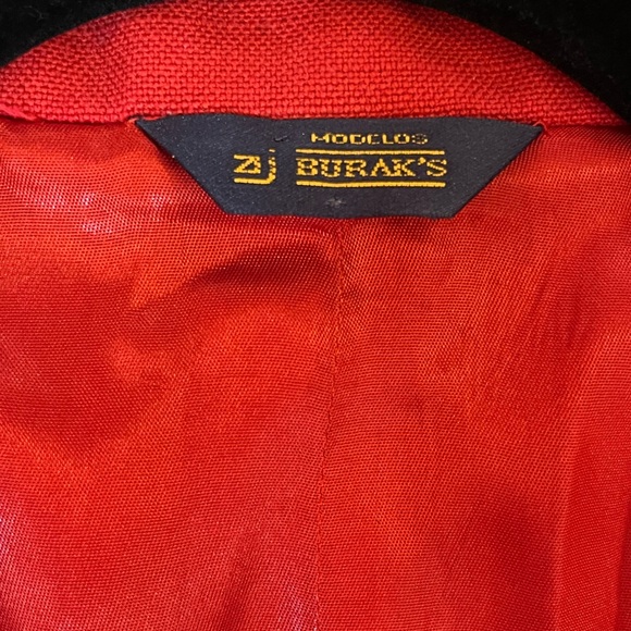 Vintage Buraks Red Linen Blazer Coat Small - Picture 11 of 16